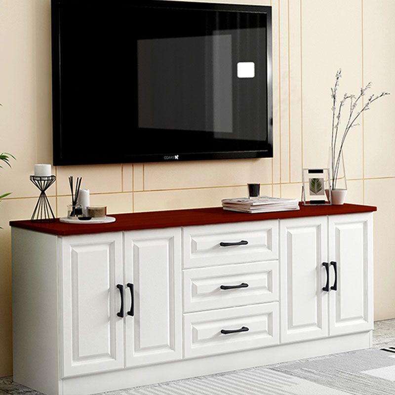 Scandinavian White TV Console Living Room TV Stand with Drawers and Cabinets