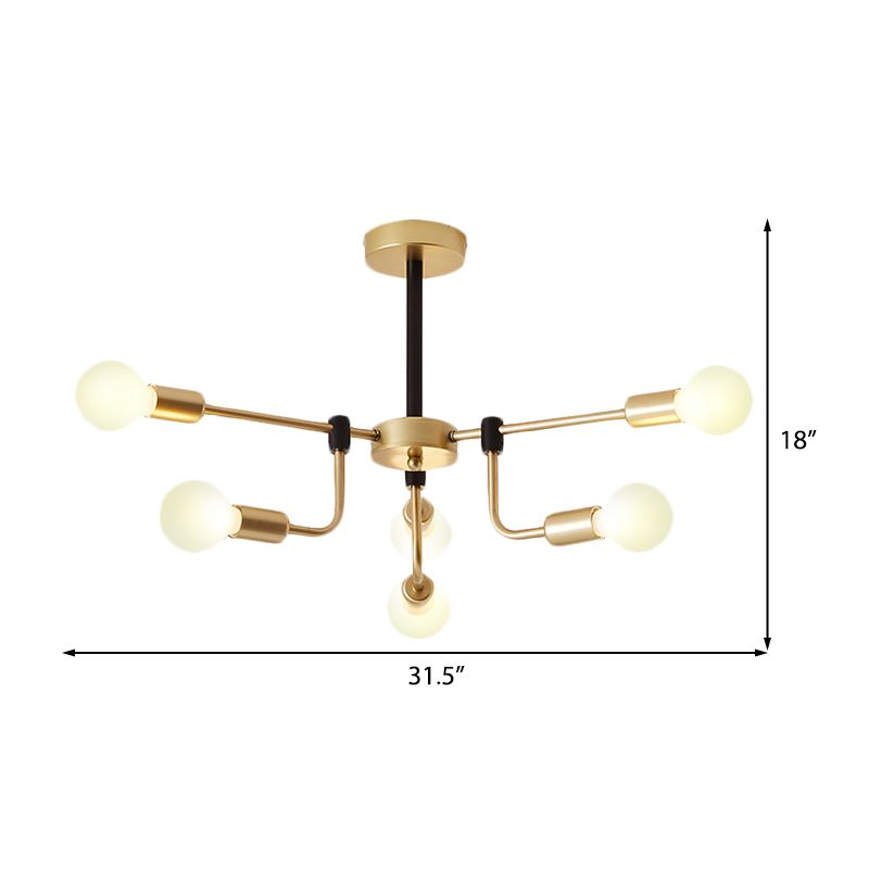 Starburst Ceiling Chandelier Contemporary Metal 6/12/16 Lights Bedroom Suspension Light with Gold Arm