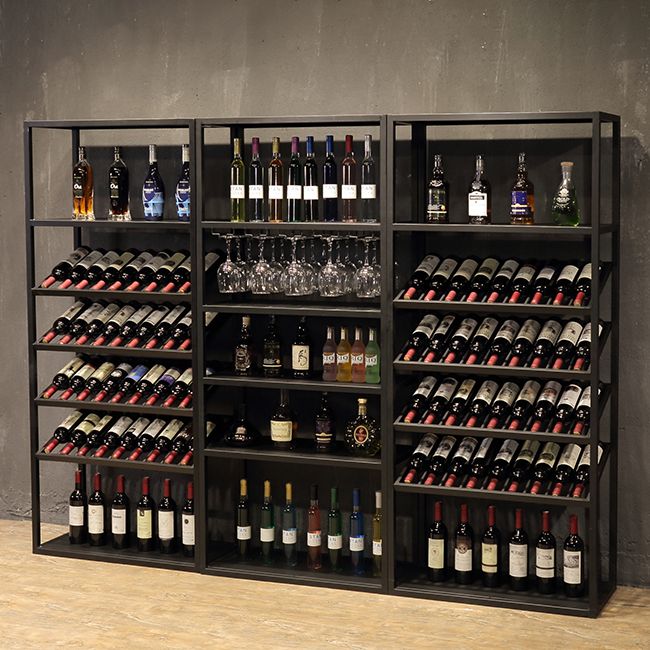 70"H Metal Floor Wine Bottle & Glass Rack Industrial Wine Rack