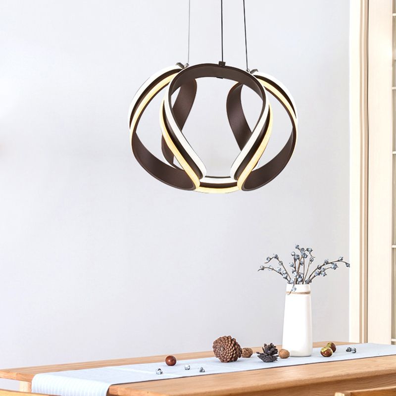 Abstract Chandelier Pendant Light Modern Metal Coffee LED Hanging Light Kit in Warm/White Light