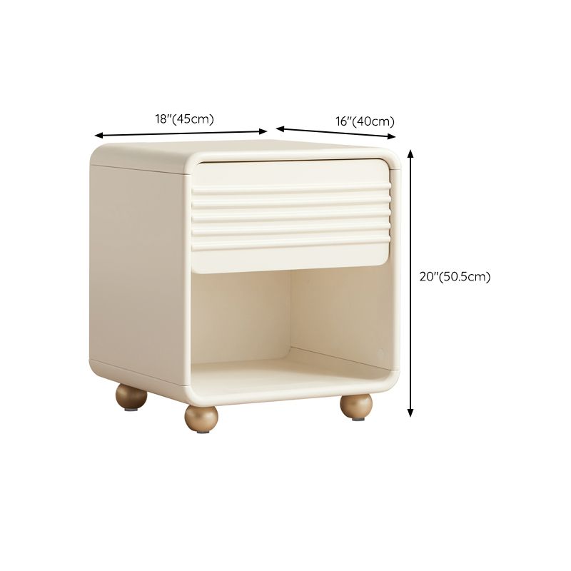 Rubber Wood Kids Bedside Table White Nursery Nightstand with Drawer