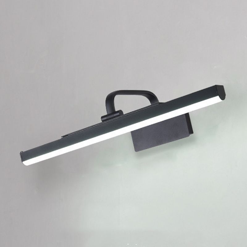 Linear Shape Metal Mirror Wall Lighting Modern 1 Light Mirror Wall Mount Fixture in Black