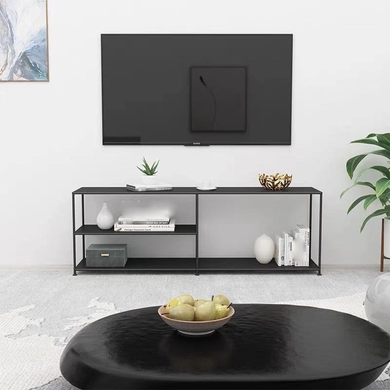 Industrial Style TV Stand Metal TV Console with Open Storage