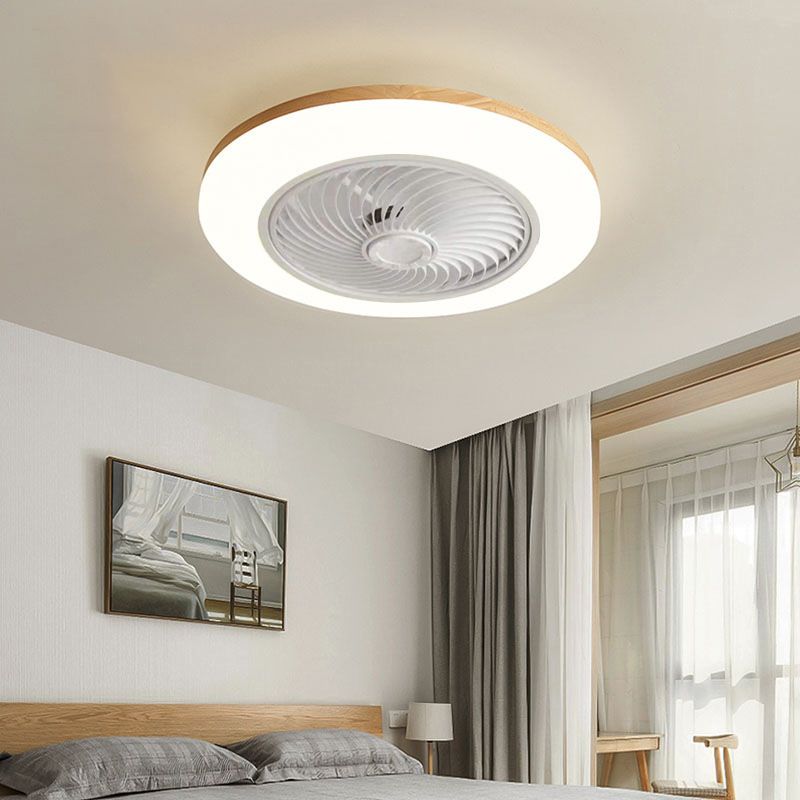 Geometric Ceiling Fan Lamp Nordic Style LED Wood Close to Ceiling Lamp