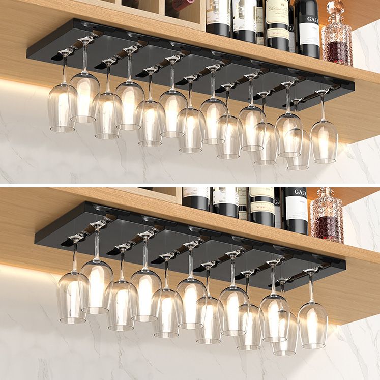 Hanging Modern Wine Rack 9.2"W x 0.8"H Wine Stemware Holder in Black/White