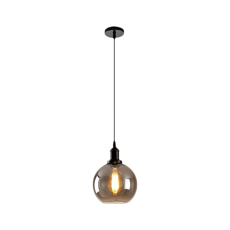 Black 1 Light Pendant Plafond Light Farmhouse Smoked Verre Globe Lighting Ayémorrat