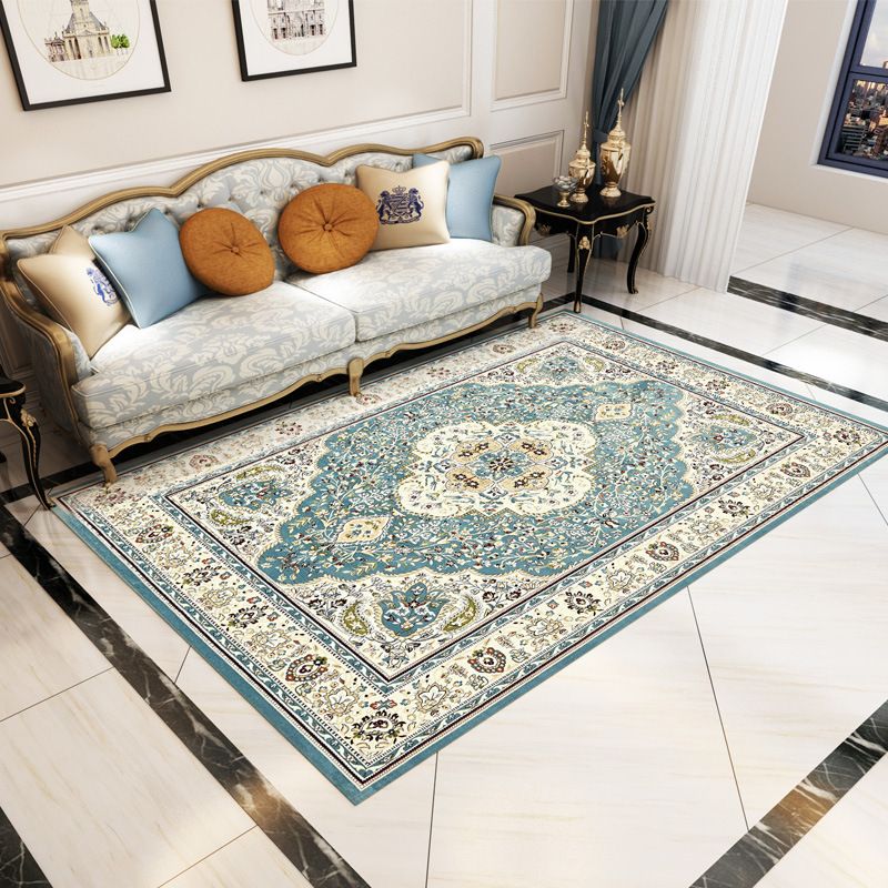 Classic Moroccan Area Rug Antique Floral Printed Carpet Anti-Slip Backing Rug for Home Decoration