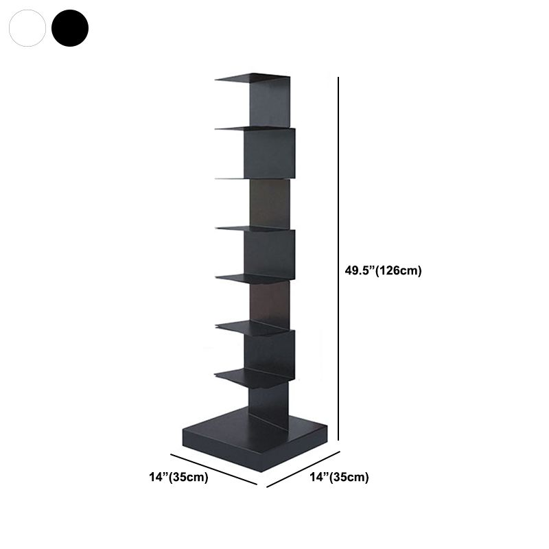 White/Black Corner Shelf Bookcase Modern Metal Bookcase Multi Tiers Closed Back