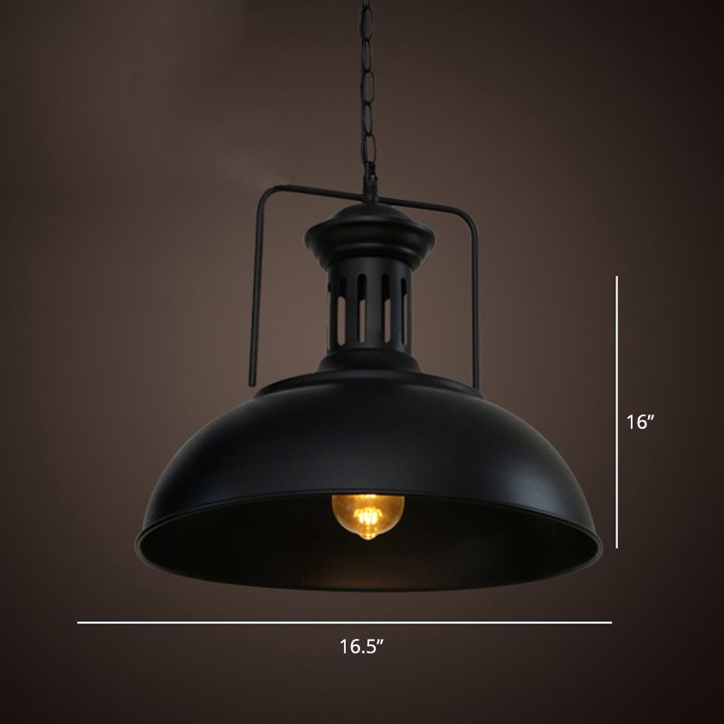 Iron Pot Cover Hanging Lamp Simplicity Single-Bulb Restaurant Ceiling Lighting Fixture