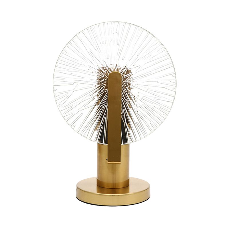 Gold Finish Wheel Night Light Post-Modern 1 Bulb Clear Glass Table Lighting for Bedroom