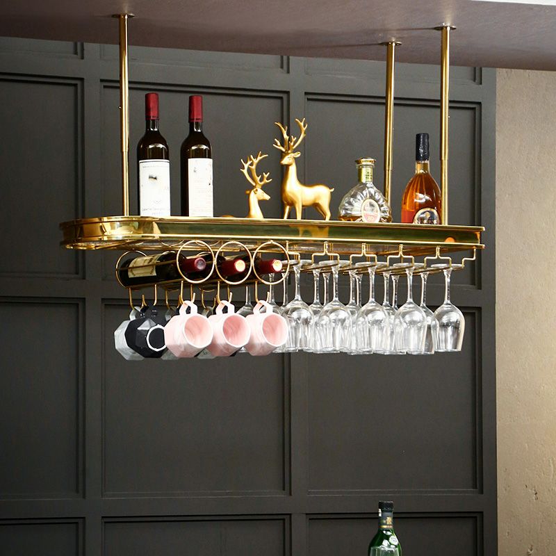 Stainless Steel Wine Holder Rack Modern Hanging Wine Rack Holder in Gold