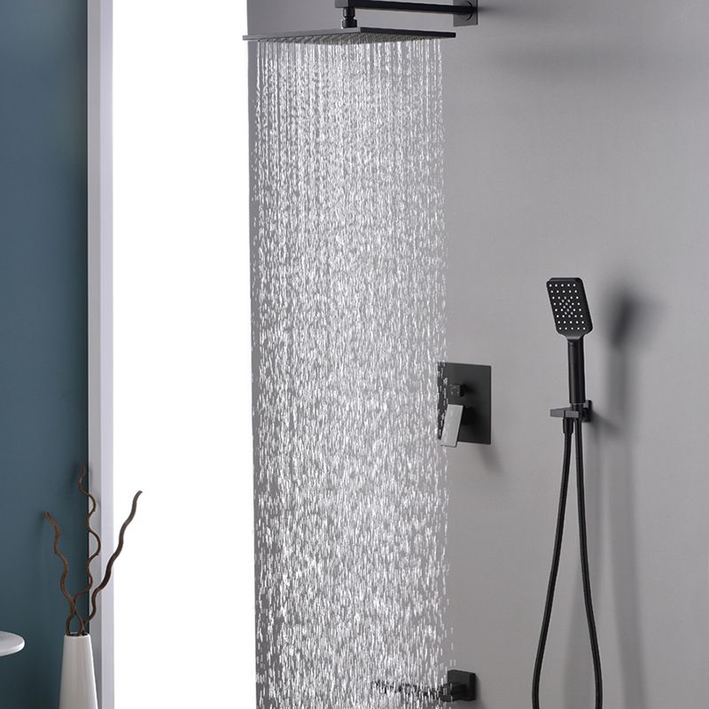 Square Black Spot Resist Shower Faucet Shower Arm Shower with Handheld Shower Head