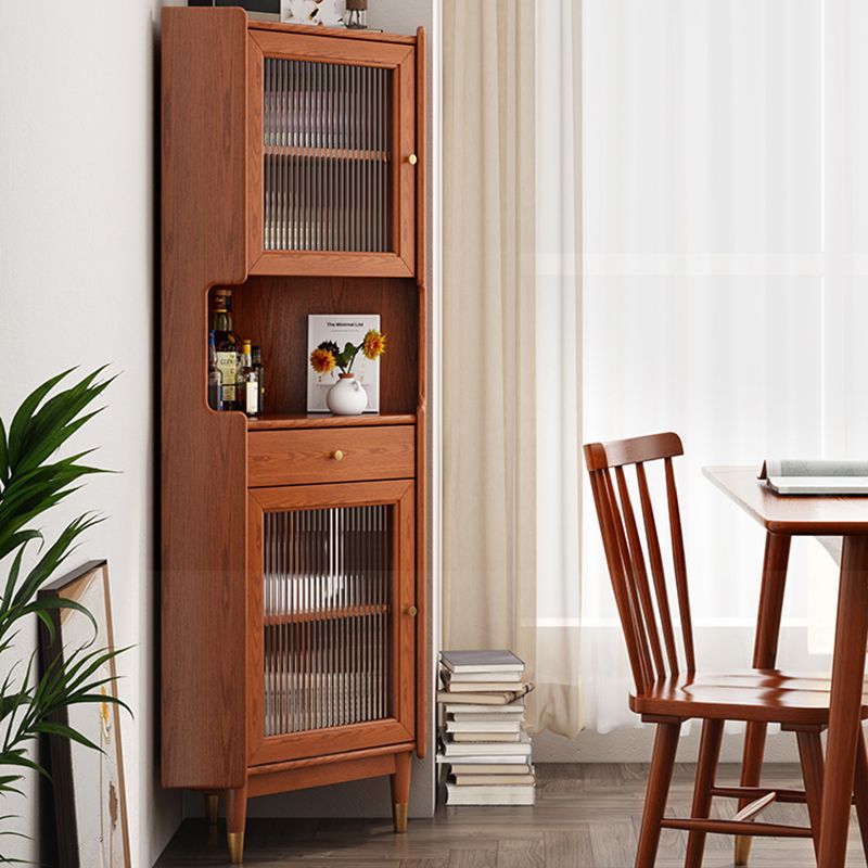 Design Wooden Storage Cabinet with 2 Glass Doors and Storage Shelf Modern