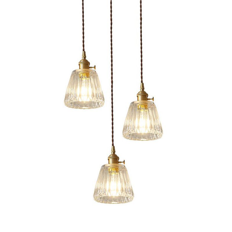 Tapered Clear Glass Hanging Lamp Vintage Single-Bulb Restaurant Lighting Pendant