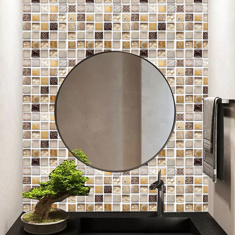 Plastic Peel & Stick Mosaic Tile Mosaic Tile Wallpaper with Square Shape