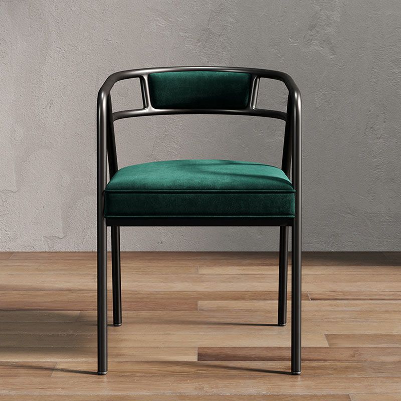 Glam Dining Chair Open Back Upholstered Dining Side Chair with Metal Legs