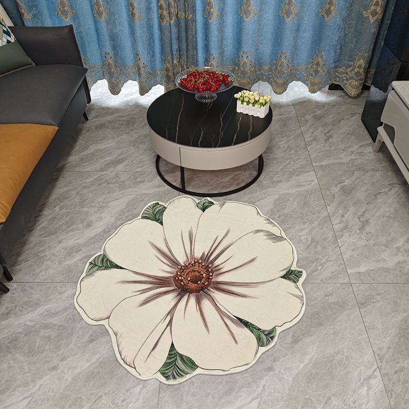 Novelty Flower Pattern Rug Casual Polyester Carpet Pet Friendly Area Rug for Living Room