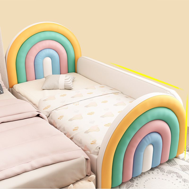 Upholstered Rainbow Kids Bed Modern Genuine Leather Twin Bed with Mattress