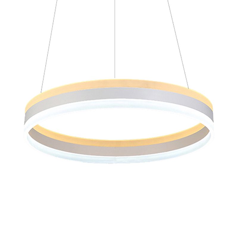 Silver Circular Ceiling Pendant Modern 1/2/3-Light Acrylic LED Chandelier Lighting Fixture