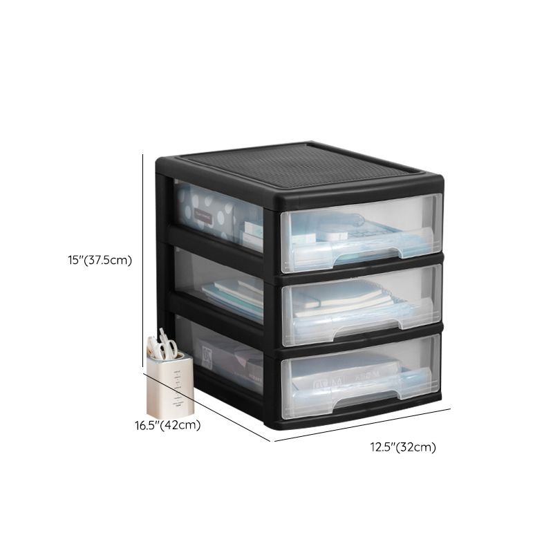 Modern Plastic Black Filing Cabinet with Drawers for Home and Office