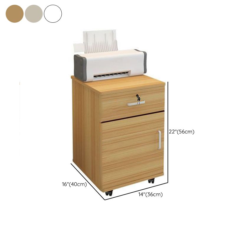 Contemporary File Cabinets Solid Wood Frame Key Lock File Pedestal for Home and Office