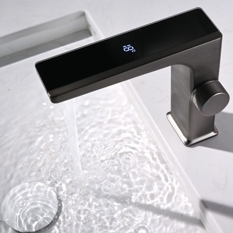 Contemporary Faucet Solid Color Metal LED Vanity Sink Faucet for Bathroom