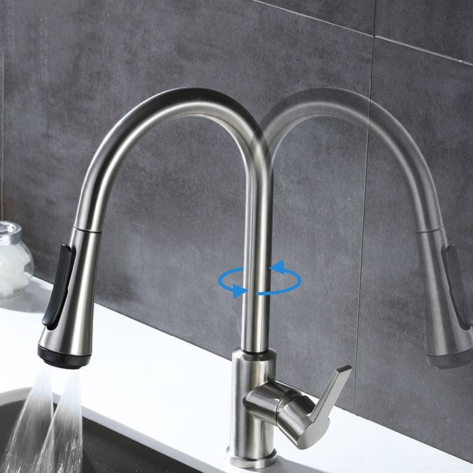 Touch Sensor Kitchen Bar Faucet Gooseneck Swivel Spout with Pull Down Sprayer