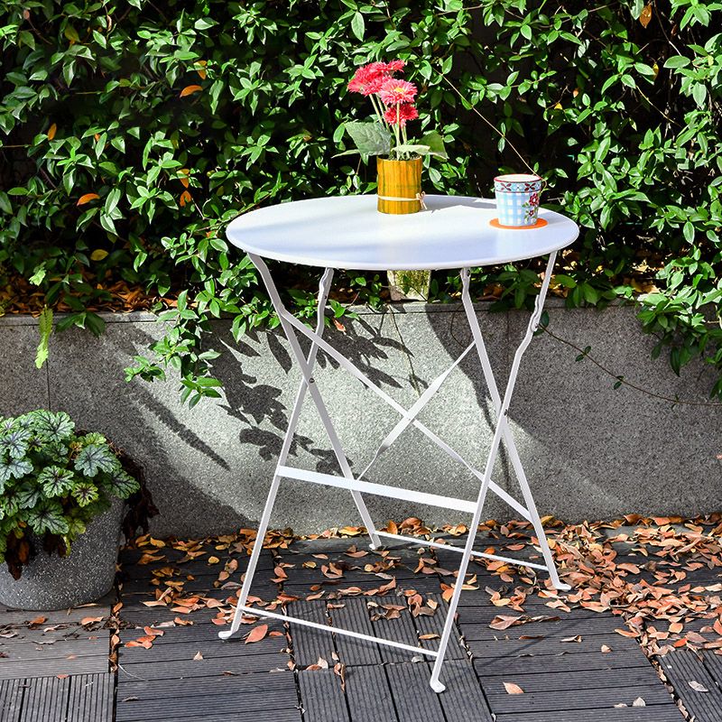 Contemporary Round Scratch Resistant Patio Table Iron Folding Patio Table