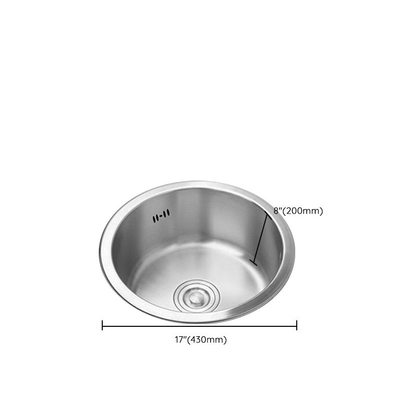 Round Kitchen Sink Stainless Steel Drop-In Basket Strainer Kitchen Sink with Faucet