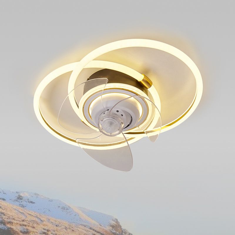 Simple LED Ceiling Fan Light Modern Ceiling Mount Lamp with Acrylic Shade for Living Room