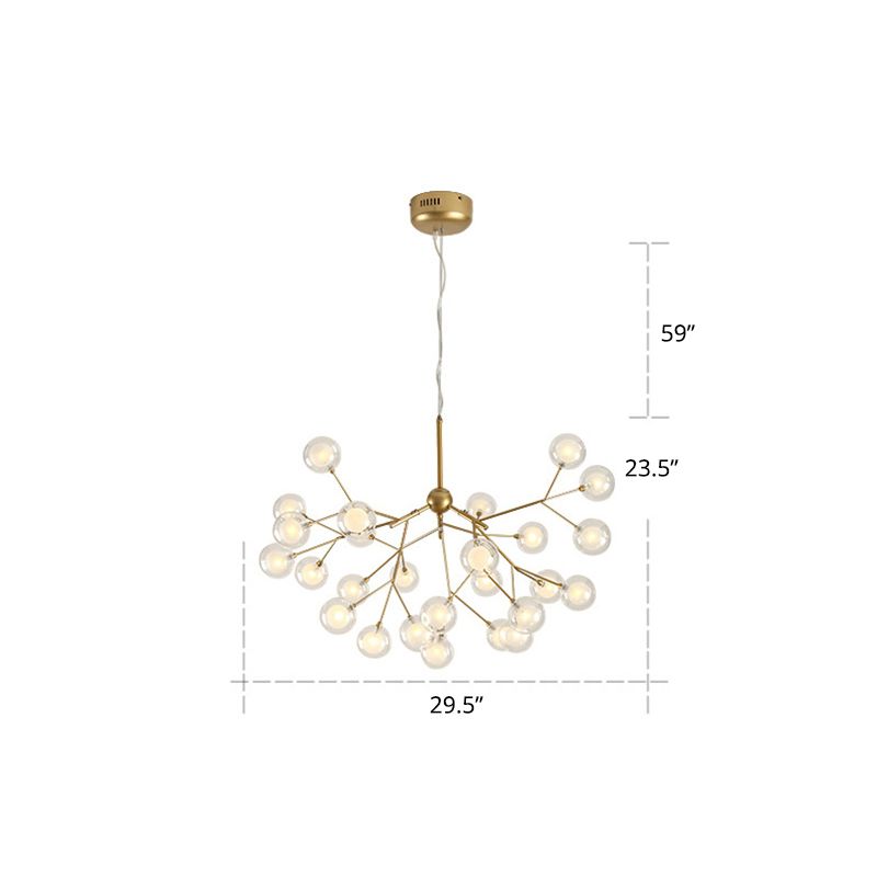 Double Glass Bubbles Chandelier Postmodern Style Firefly Pendant Lamp for Restaurant