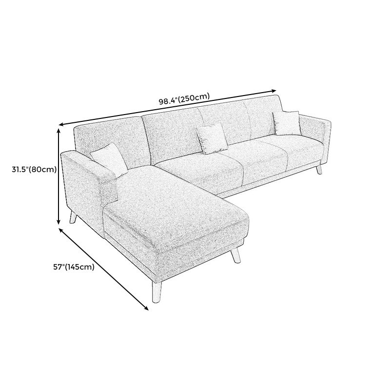 L-Shape Linen Blend Square Arm Sectional Wear-Resistant Slipcovered Sofa and Chaise