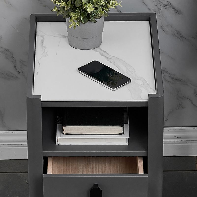 2-drawer Nightstand 21.65" Tall Charging Station Bedside Cabinet