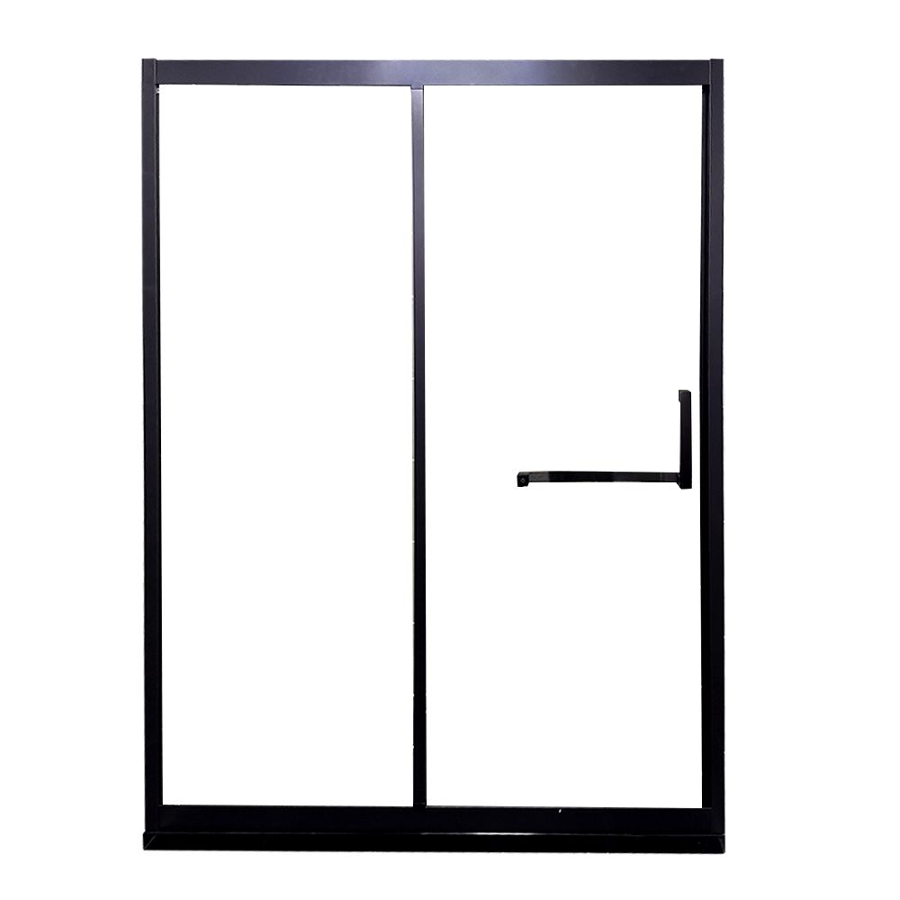 Black Single Sliding Shower Door Framed Tempered Shower Doors