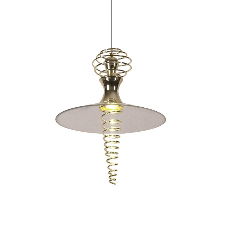 Spiral Hanging Lamp with Flared Shade Modern Creative Metal Modern 1 Light Chrome/Gold Living Room Pendant Light