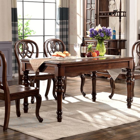 Traditional Style Solid Wood Dining Set with Rectangle Shape Table Table and 4 Legs Base