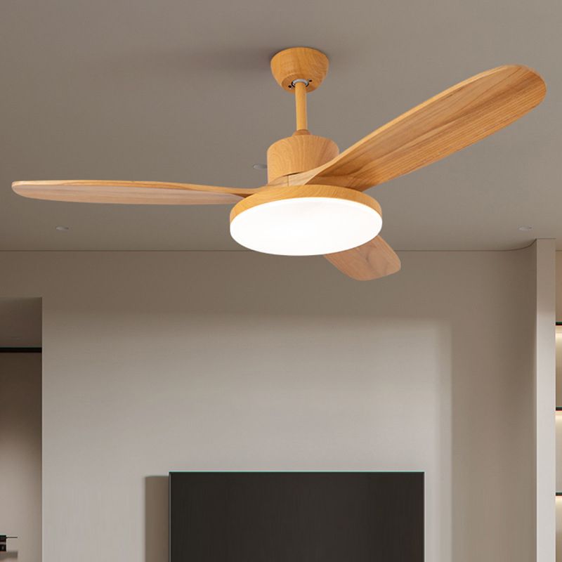 Modern Beige/Black/White Ceiling Fan Lamp Wooden LED Ceiling Fan Light for Dining Room