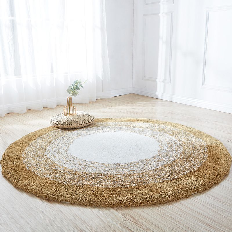 Round Ombre Pattern Carpet Polyester Modern Rug Stain Resistant Shag Indoor Rug for Living Room