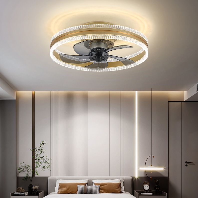 Metal Circle Ceiling Fan Lights Modern Style 2 Light LED Flush Lights