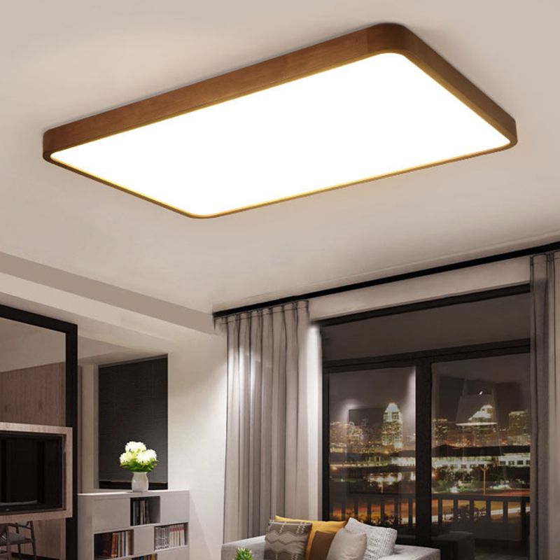 Wood Geometric Light Fixtures Modern Flush Mount Ceiling Lights for Living Room