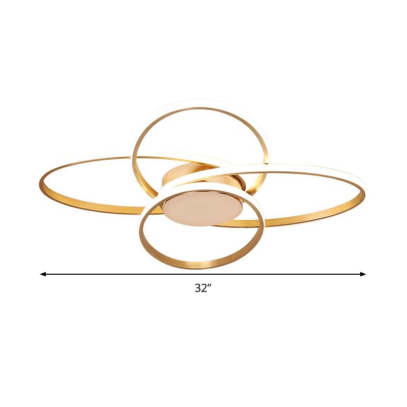 Gold überlappende Deckenleuchte, nordische LED-Acryl-Unterputzlampe für Wohnzimmer