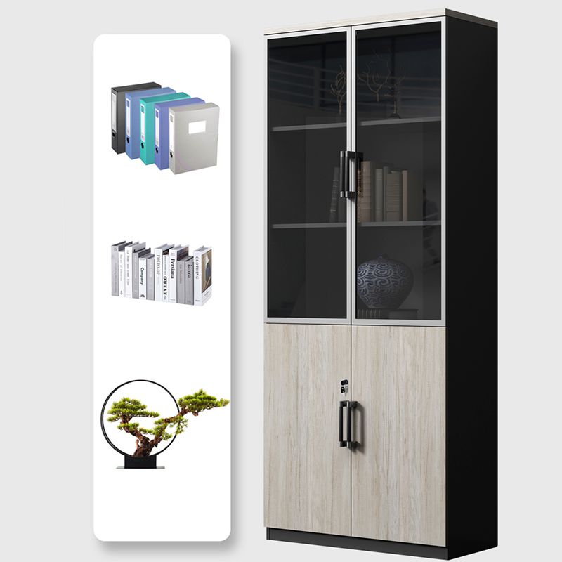 Contemporary File Cabinet Wooden Frame Key Lock Vertical File Cabinet for Office