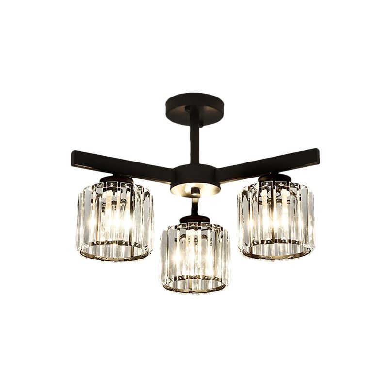 Crystal Crystal Crystal Light Light moderne Modern 3/6/8 HEAD Black Plafond Lampe pour le salon