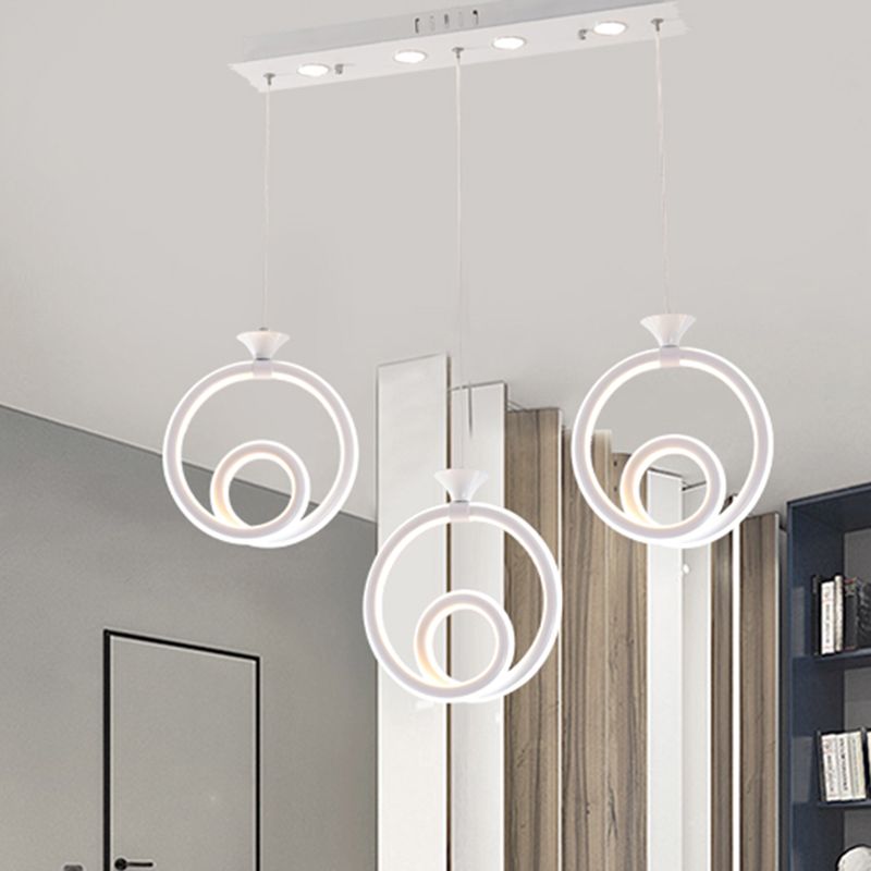 Multi-Ring Cluster Pendant Contemporary Acrylic 3/5-Head Kitchen Suspension Lamp in Warm/White/Natural Light