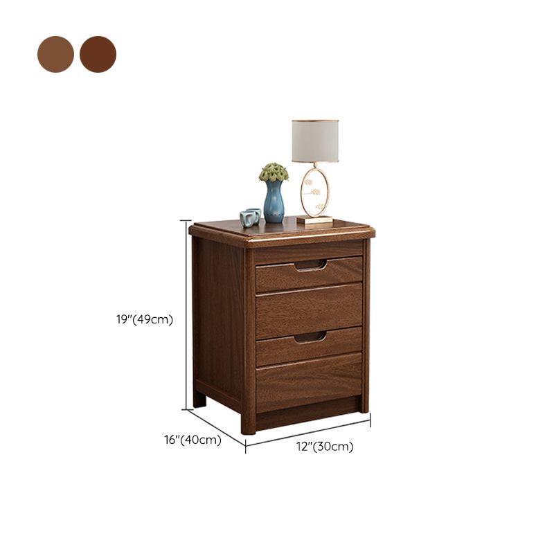 Walnut Bed Nightstand Contemporary Bedside Cabinet with Drawers