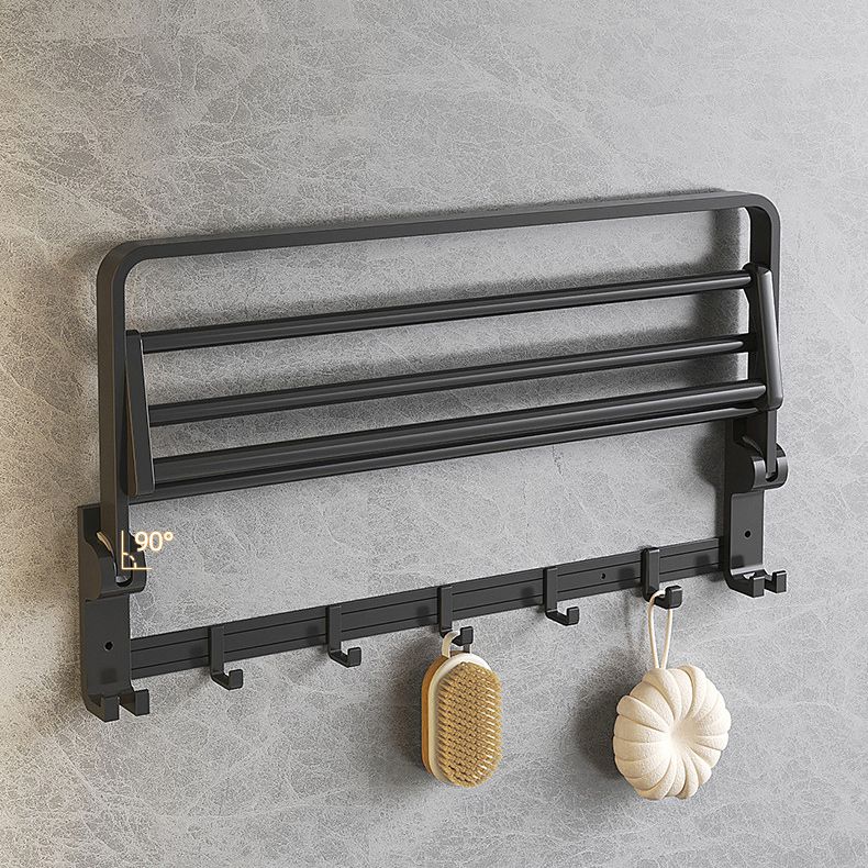 Modern Matte Black Bathroom Accessory Set with Bath Shelf/Robe Hooks/Towel Bar