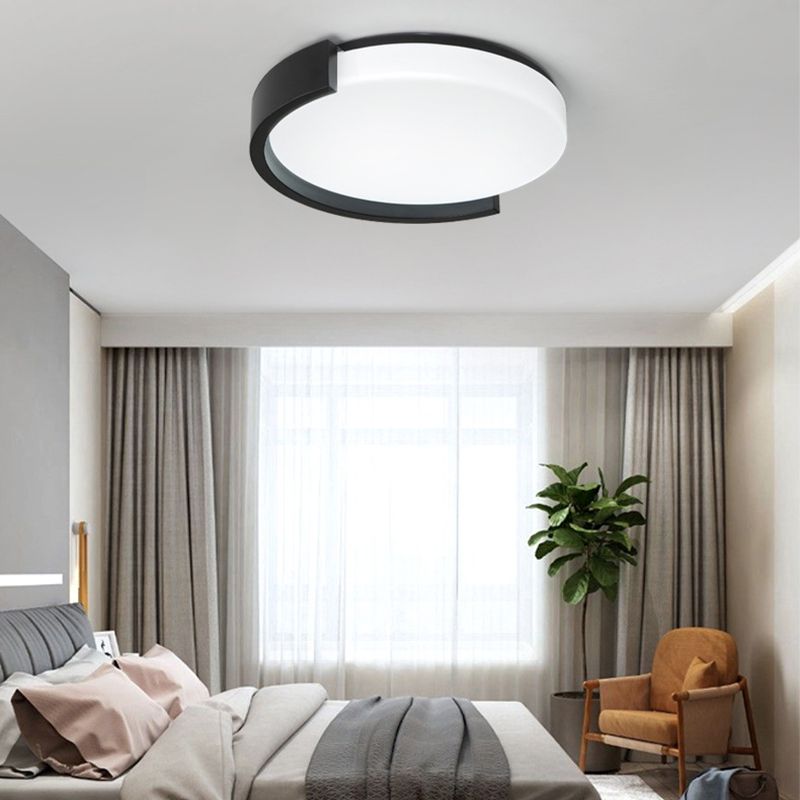 Contemporary Single White/Black Flush Mount Lighting LED Ceiling Light with Acrylic