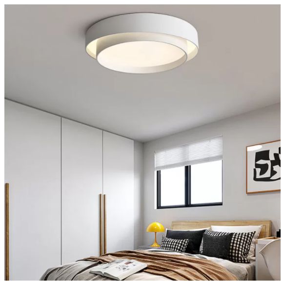 Modern Minimalist LED Ceiling Light Wrought Iron Circular Flush Mount with Acrylic Shade