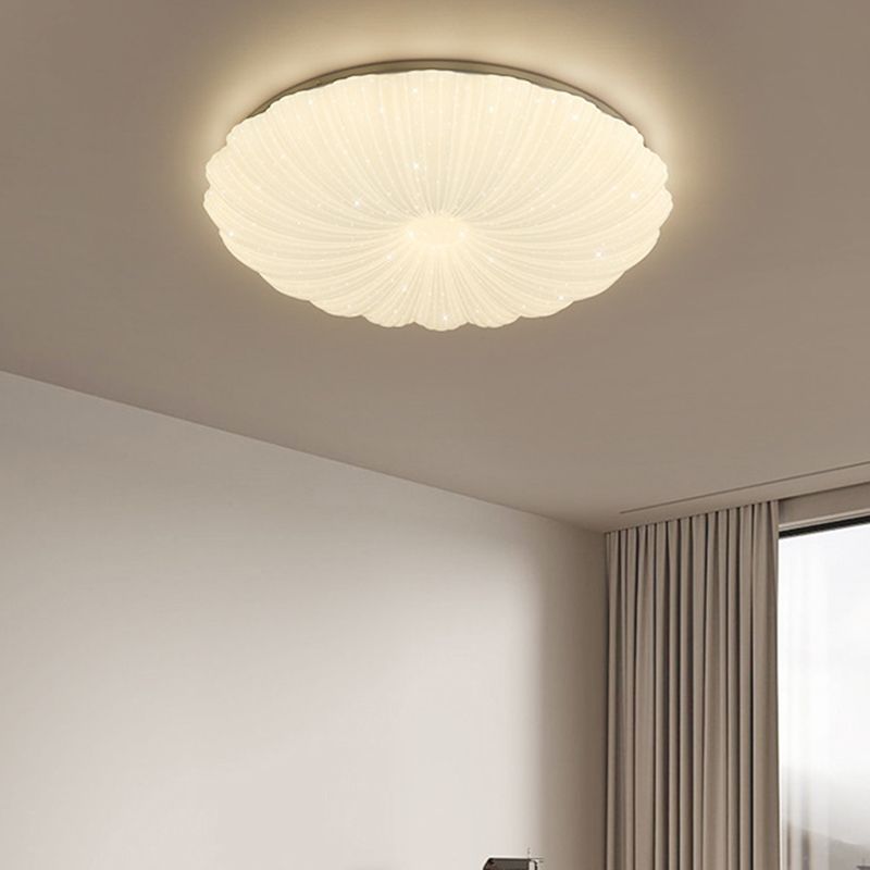 Contemporary 1 - Light Flush Mount Light in White Iron and Acrylic LED Ceiling Flush