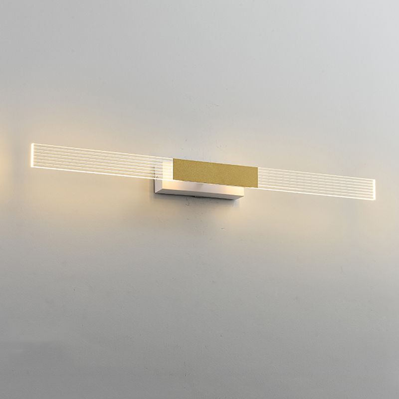 Strip Vanity Mirror Light Minimalist Acrylic LED Bath Wall Mount Lighting in Gold